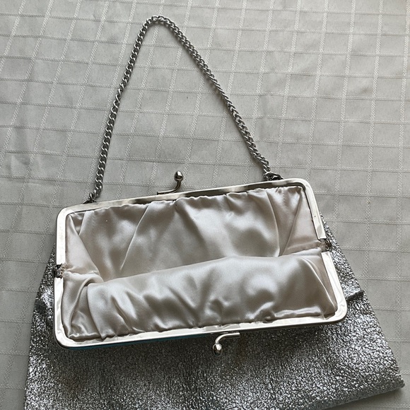 Silver Metallic Evening Clutch Bag - Picture 2 of 6